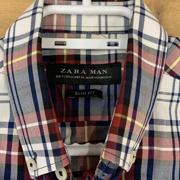 ZARA MENS CASUAL PLAID SHIRT SIZE SMALL - SLIM FIT - Picture 2 of 7